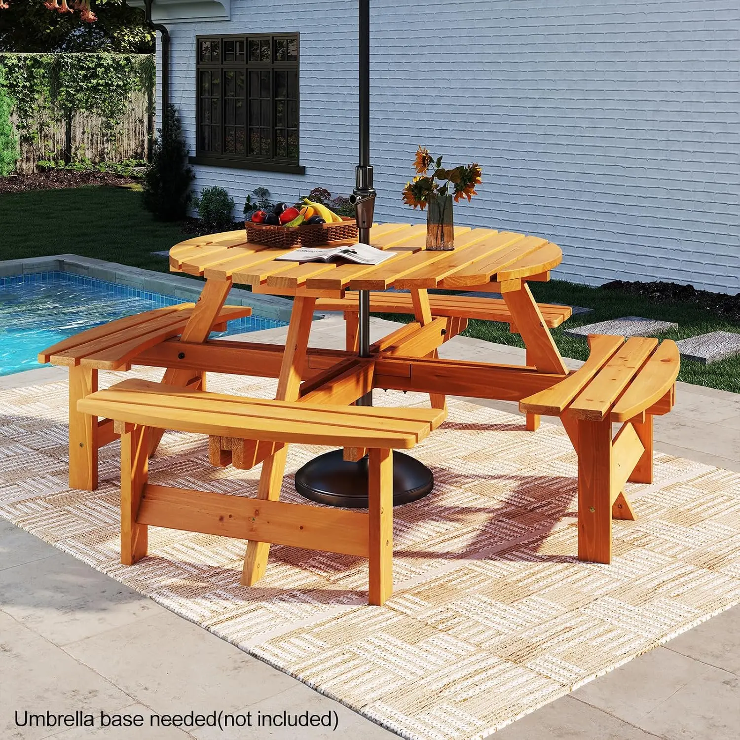 USA Stock8-Person Wood Picnic  - Outdoor Camping Usa 评论和价格