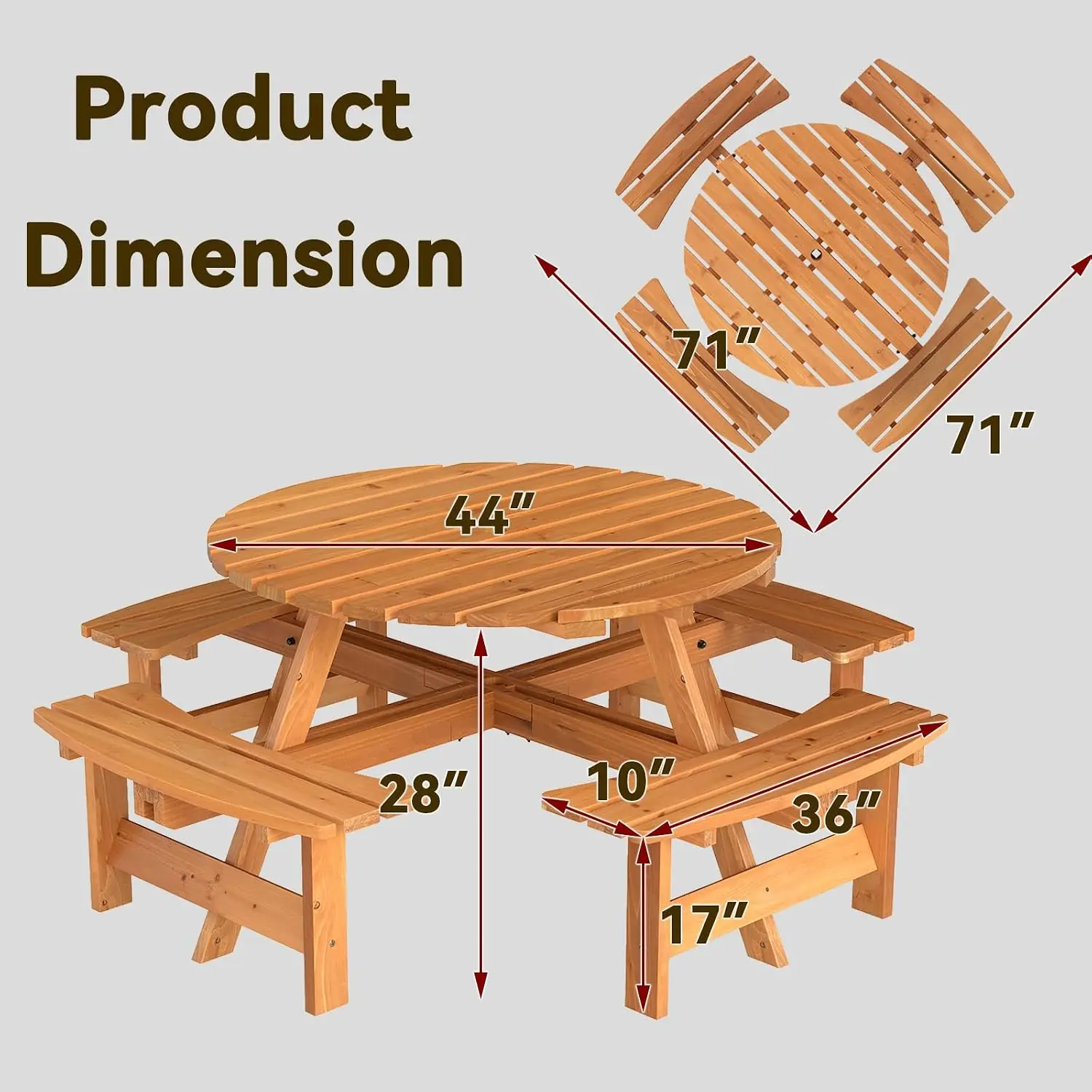 USA Stock8-Person Wood Picnic  - Outdoor Camping Usa 评论和价格