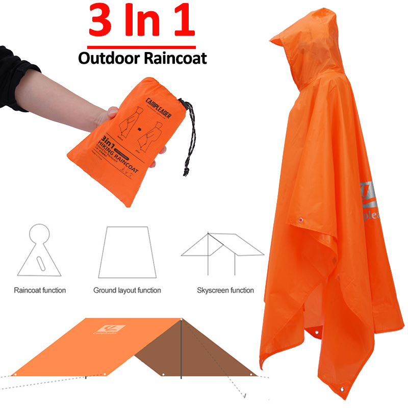 3 In 1 Outdoor Raincoat Hooded - Camping Rain Poncho 评论和价格