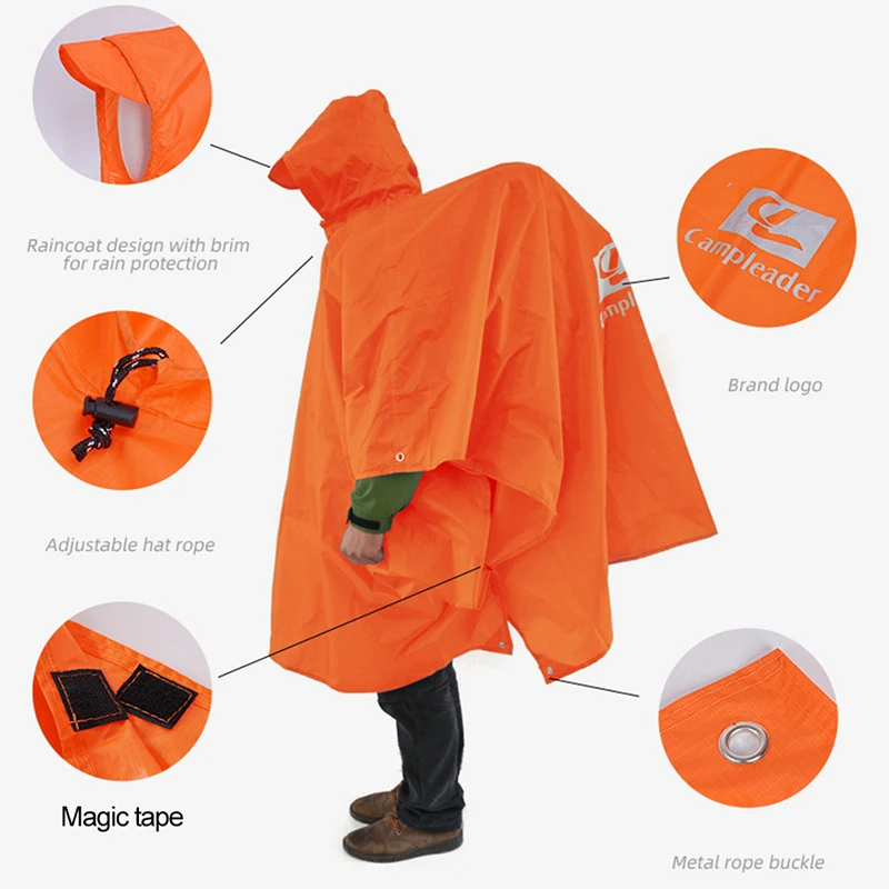 3 In 1 Outdoor Raincoat Hooded - Camping Rain Poncho 评论和价格