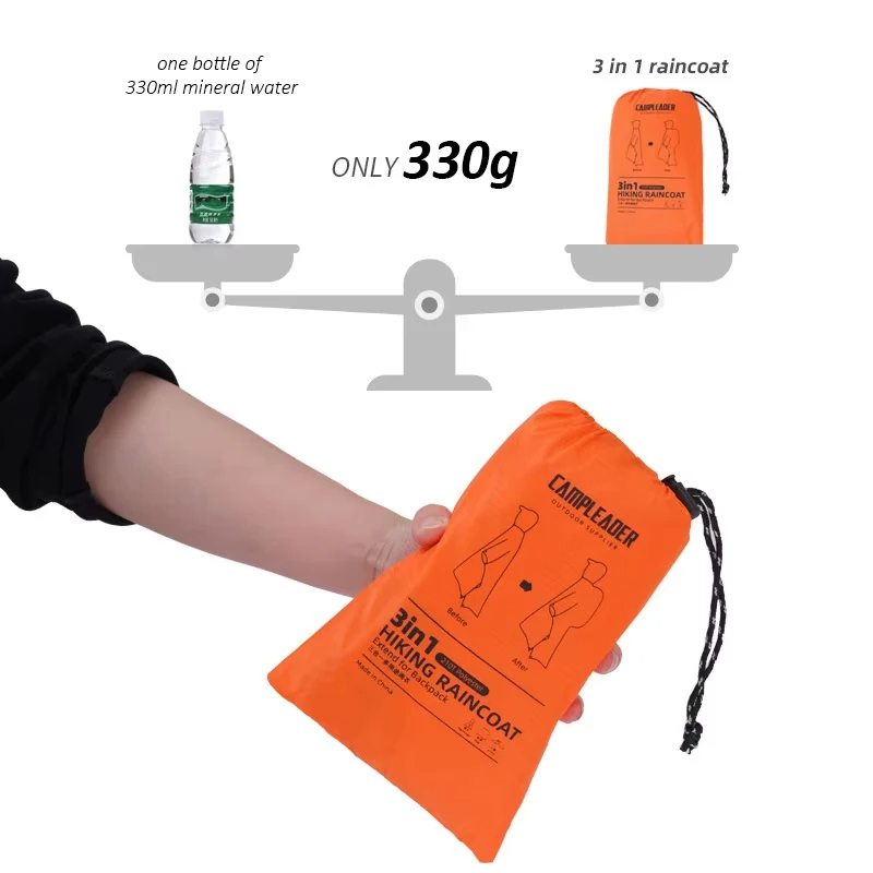 3 In 1 Outdoor Raincoat Hooded - Camping Rain Poncho 评论和价格