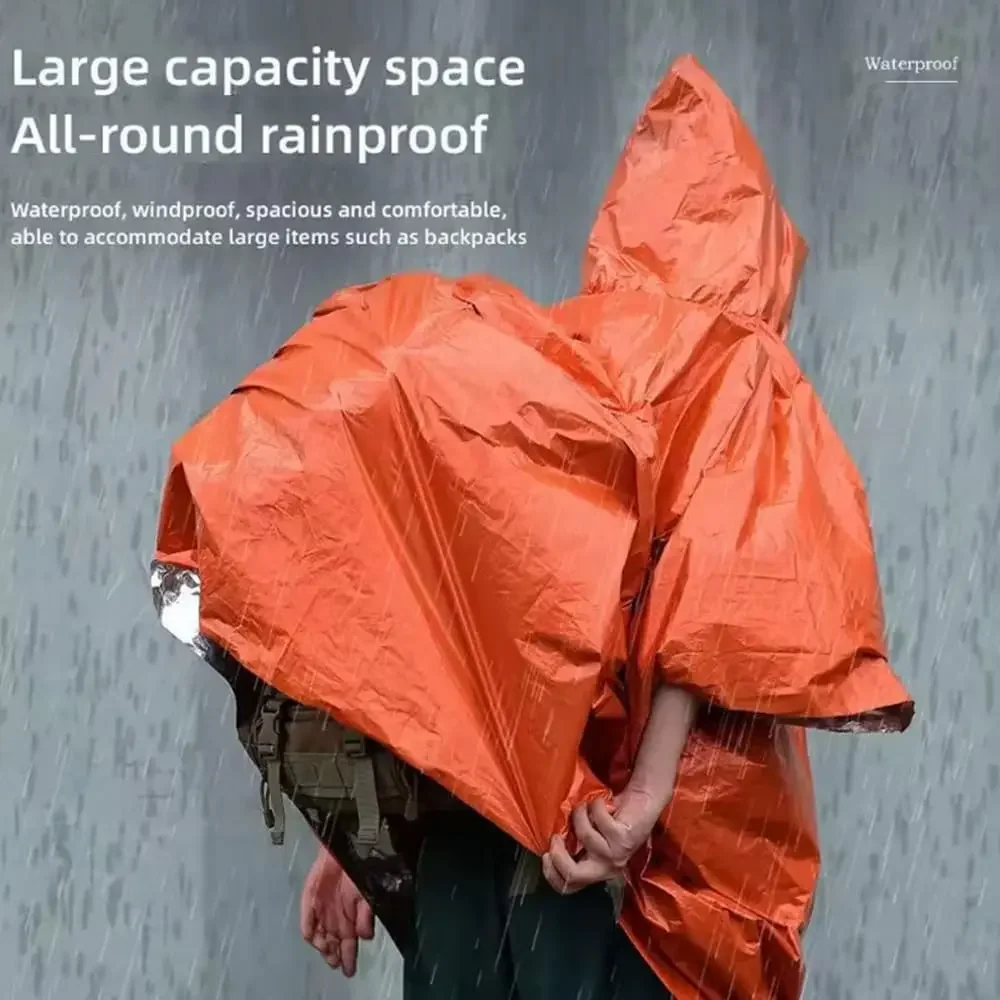 Hooded Emergency Rain Poncho W - Camping Rain Poncho 评论和价格